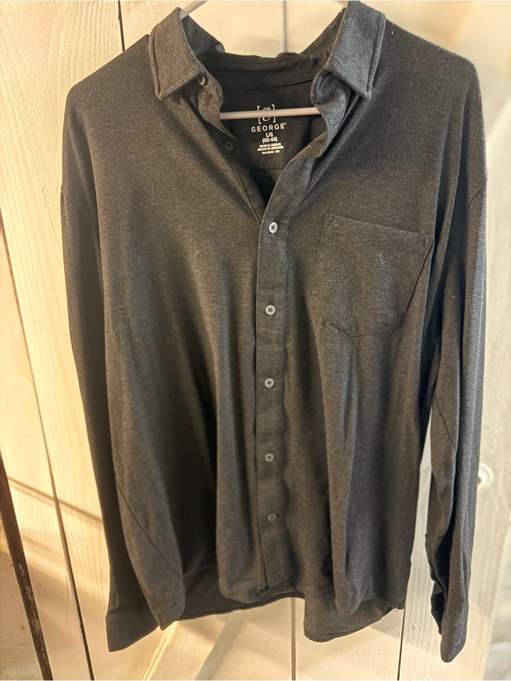 George Men’s Long Sleeve Button-Down Shirt in Charcoal Gray